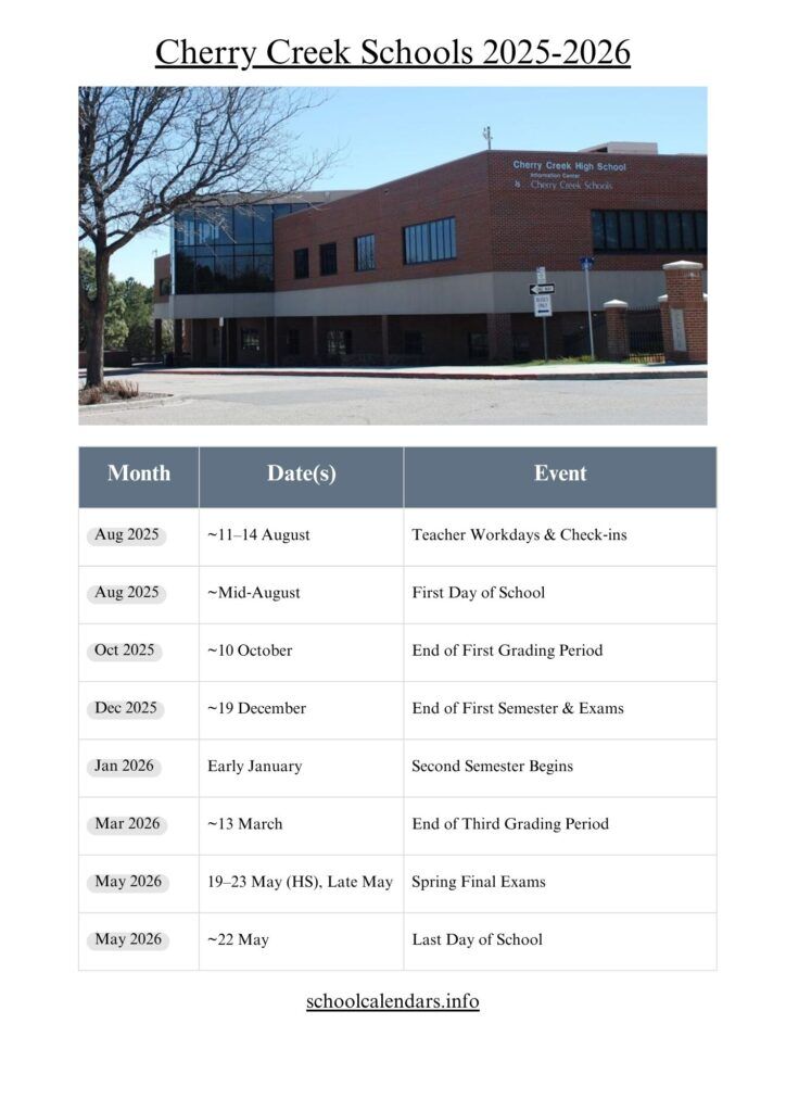 Cherry Creek Schools Calendar 2025 Dates
