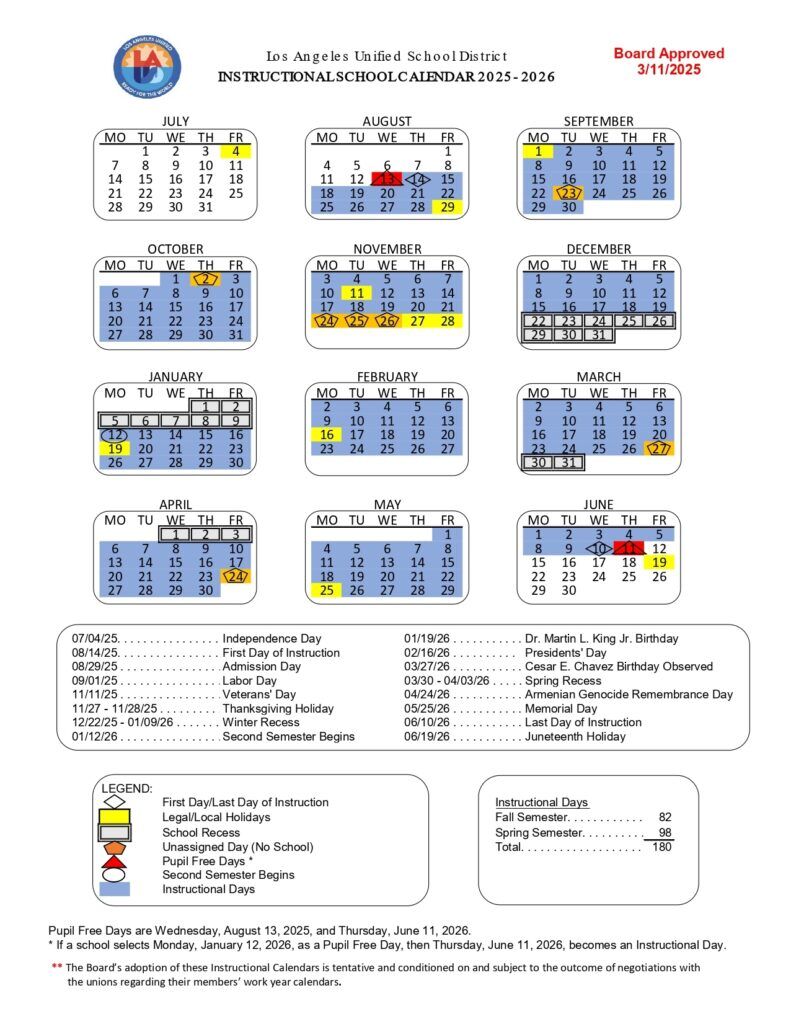 Lausd School Calendar 2025 2026 Holidays lausd-school-calendar-2025-2026-holidays