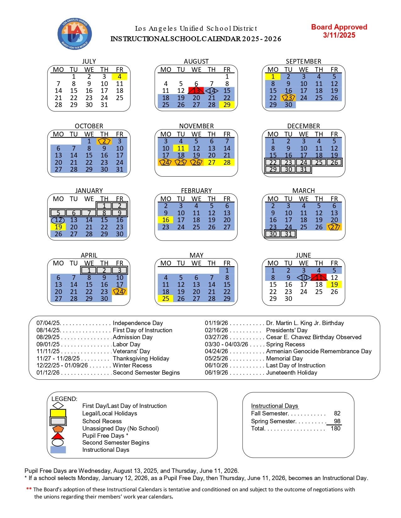 Lausd School Calendar 2025 2026 Holidays