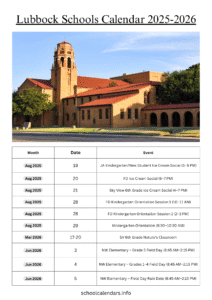 Lubbock Schools Calendar 2025 2026 Holidays